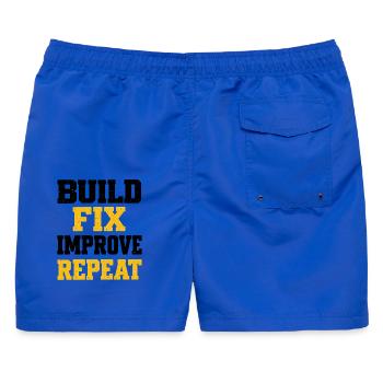 Wiederholen Schablone fett gelb - Männer Badeshorts - Royalblau - Hinten - AI Model Male 178 light (178cm)