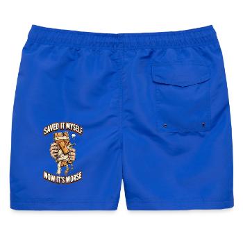 Ich habe es selbst gerettet, jetzt ist es schlimmer - Männer Badeshorts - Royalblau - Hinten - AI Model Male 178 light (178cm)