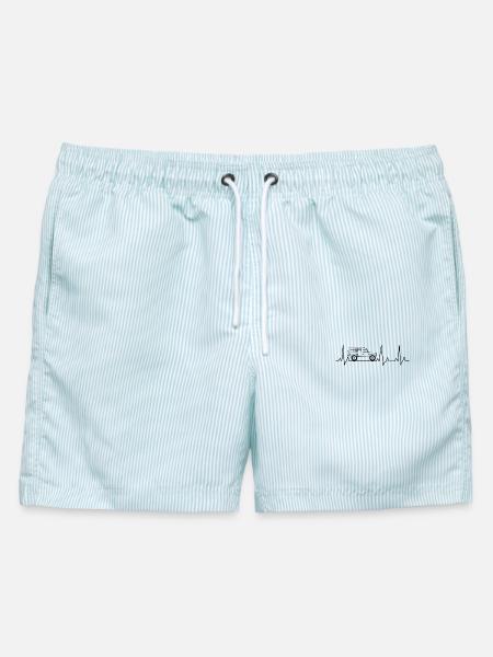 Defender Herzschlag Offroad 4x4 Geschenk Liebe EKG - Männer Badeshorts - hellblau gestreift