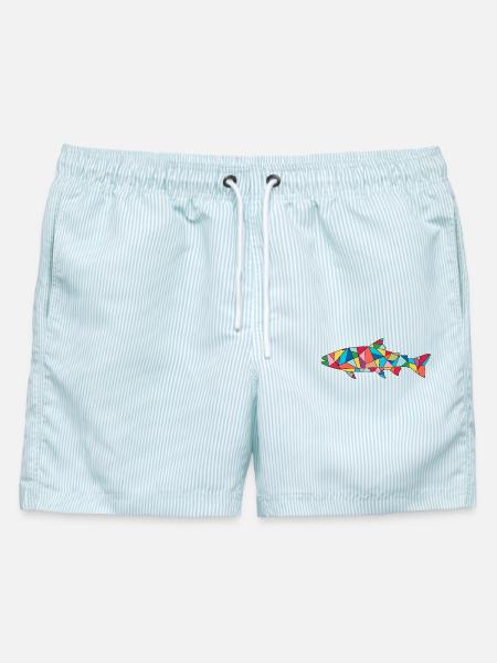 Forellen Angeln Fische Angler Forelle - Männer Badeshorts - hellblau gestreift