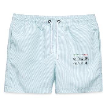 in Italien produzierter Oldtimer - Männer Badeshorts - hellblau gestreift - Vorne - AI Model Male 178 light (178cm)
