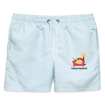 Potato Kartoffel Couch Lustig Cool Lustige - Männer Badeshorts - hellblau gestreift - Vorne - AI Model Male 178 light (178cm)