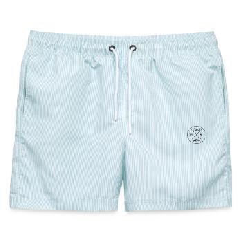 Limited edition 1950  - Männer Badeshorts - hellblau gestreift - Vorne - AI Model Male 178 light (178cm)