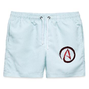Atheismus Symbol Atheist - Männer Badeshorts - hellblau gestreift - Vorne - AI Model Male 178 light (178cm)