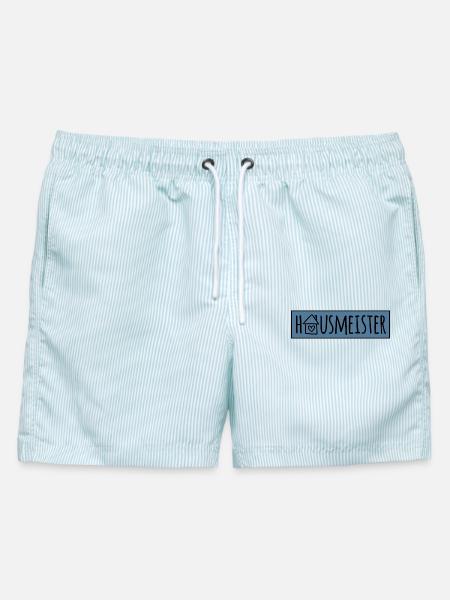 Hausmeister - Männer Badeshorts - hellblau gestreift