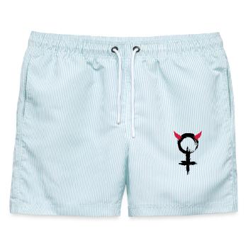 Teufel Frau Frauen Symbol - Männer Badeshorts - hellblau gestreift - Vorne - AI Model Male 178 light (178cm)