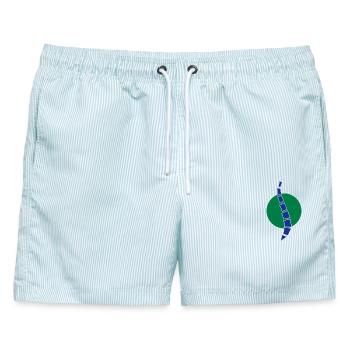 Physio 11 Logo - Männer Badeshorts - hellblau gestreift - Vorne - AI Model Male 178 light (178cm)