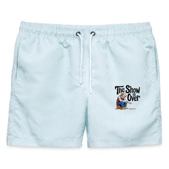 The Show is over - Männer Badeshorts - hellblau gestreift - Vorne - AI Model Male 178 light (178cm)