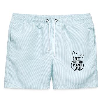 Bester Gitarrist aller Zeiten - Männer Badeshorts - hellblau gestreift - Vorne - AI Model Male 178 light (178cm)
