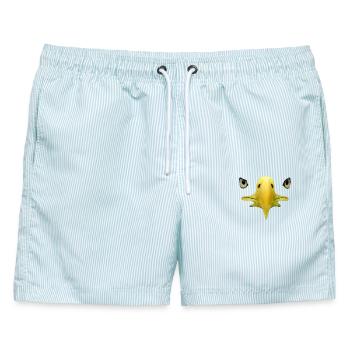 Schnabel, Augen von Weißkopftseeadler, Falknerei - Männer Badeshorts - hellblau gestreift - Vorne - AI Model Male 178 light (178cm)