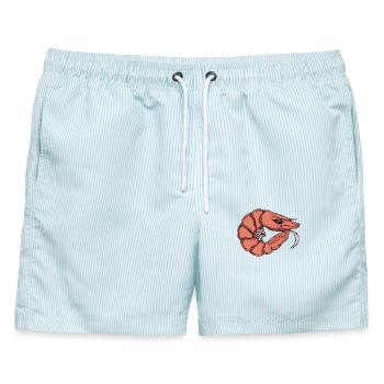 Shrimp || Annie. - Männer Badeshorts - hellblau gestreift - Vorne - AI Model Male 178 light (178cm)