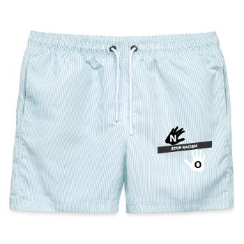 Sag nein zu Rassismus T-Shirt - Männer Badeshorts - hellblau gestreift - Vorne - AI Model Male 178 light (178cm)