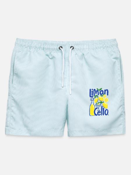 Cooles Design - Männer Badeshorts - hellblau gestreift