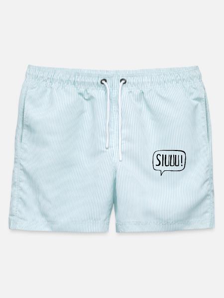 Siuuu! Jubel Siuuu siuuuu süüü suiii - Männer Badeshorts - hellblau gestreift