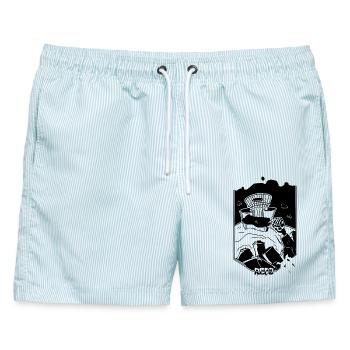 Herr Dünn - Männer Badeshorts - hellblau gestreift - Vorne - AI Model Male 178 light (178cm)