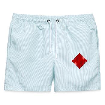 Quadrat 45° Karo Kokarde gemalt - Farbe änderbar - Männer Badeshorts - hellblau gestreift - Vorne - AI Model Male 178 light (178cm)