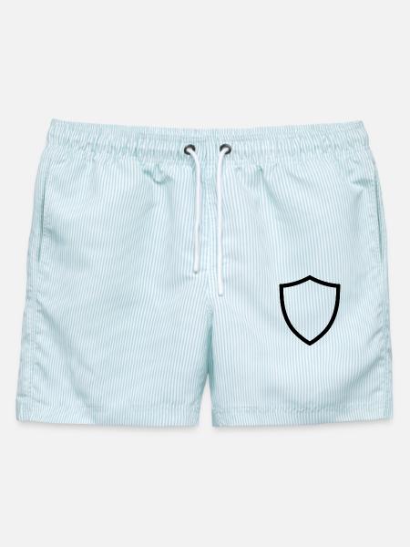 Schild-Symbol-Logo-Form-Sicherheit - Männer Badeshorts - hellblau gestreift
