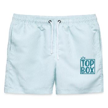 Top Box einmal - Männer Badeshorts - hellblau gestreift - Vorne - AI Model Male 178 light (178cm)