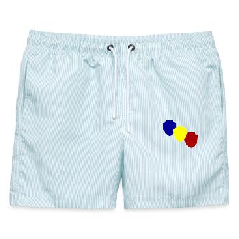Maler Schild Wappen diagonal - Männer Badeshorts - hellblau gestreift - Vorne - AI Model Male 178 light (178cm)