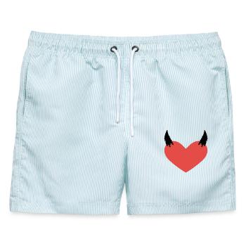 Herz Teufel Hörner Böse Symbol Geschenk - Männer Badeshorts - hellblau gestreift - Vorne - AI Model Male 178 light (178cm)