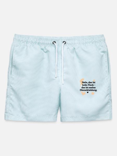 Das ist kein Fleck (schwarz & beige) - Männer Badeshorts - hellblau gestreift