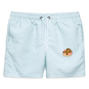 Faultier Sticker - Männer Badeshorts - hellblau gestreift - Vorne - AI Model Male 178 light (178cm)