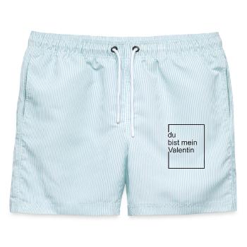 du bist mein valentin - neu - Männer Badeshorts - hellblau gestreift - Vorne - AI Model Male 178 light (178cm)