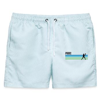 Padel Padelspieler Padeltennis Paddle Padeltrainer - Männer Badeshorts - hellblau gestreift - Vorne - AI Model Male 178 light (178cm)