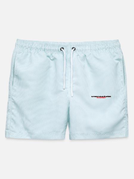 Lachen statt Applaus - Männer Badeshorts - hellblau gestreift