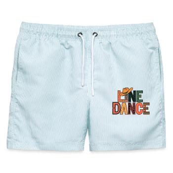 Line Dance mein Hobby - meine Passion - mein Ding - Männer Badeshorts - hellblau gestreift - Vorne - AI Model Male 178 light (178cm)