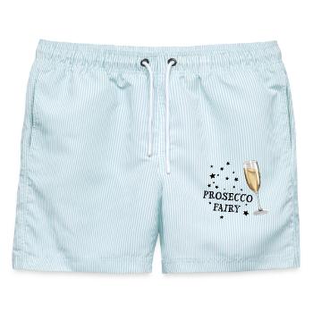 Prosecco Fairy - Sektglas mit Sternen - Männer Badeshorts - hellblau gestreift - Vorne - AI Model Male 178 light (178cm)