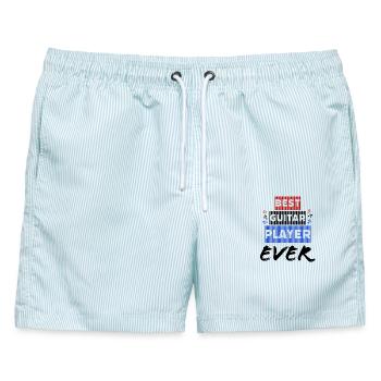 Bester Gitarrist aller Zeiten - Männer Badeshorts - hellblau gestreift - Vorne - AI Model Male 178 light (178cm)