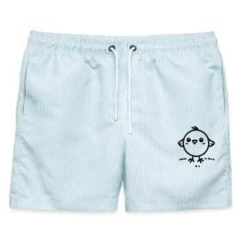 Cheeky Chick - Männer Badeshorts - hellblau gestreift - Vorne - AI Model Male 178 light (178cm)