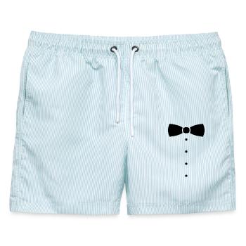 Fliege oder Krawatte Kostüm. - Männer Badeshorts - hellblau gestreift - Vorne - AI Model Male 178 light (178cm)