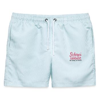 Orgasmus Versauter Spruch lustig ab 18Geschenk - Männer Badeshorts - hellblau gestreift - Vorne - AI Model Male 178 light (178cm)