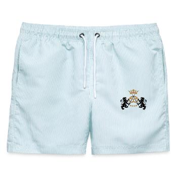 Bäcker Zunftzeichen Zunft Krone Geschenkidee - Männer Badeshorts - hellblau gestreift - Vorne - AI Model Male 178 light (178cm)