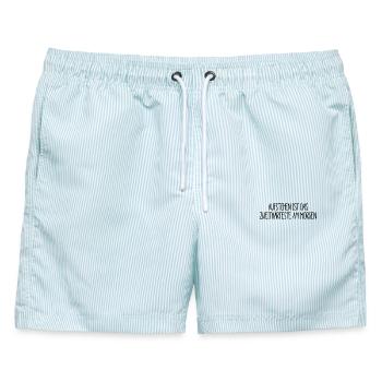 aufstehen ist das zweithärteste am morgen - Männer Badeshorts - hellblau gestreift - Vorne - AI Model Male 178 light (178cm)