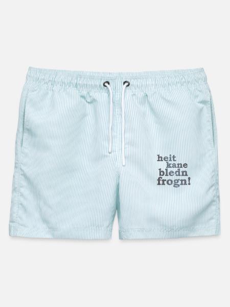 heit kane bledn frogn - heute keine blöden Fragen! - Männer Badeshorts - hellblau gestreift