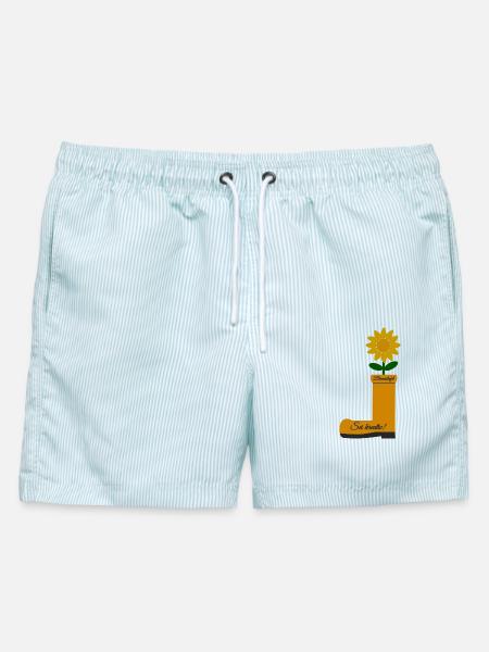 Blumistiefel - Männer Badeshorts - hellblau gestreift