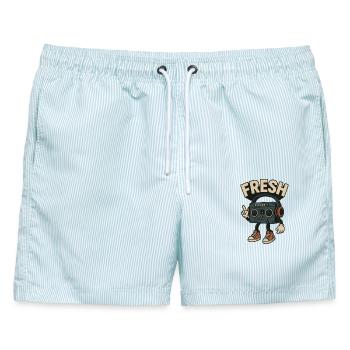 Fresh - Männer Badeshorts - hellblau gestreift - Vorne - AI Model Male 178 light (178cm)