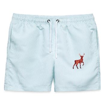 Hirsch - Männer Badeshorts - hellblau gestreift - Vorne - AI Model Male 178 light (178cm)