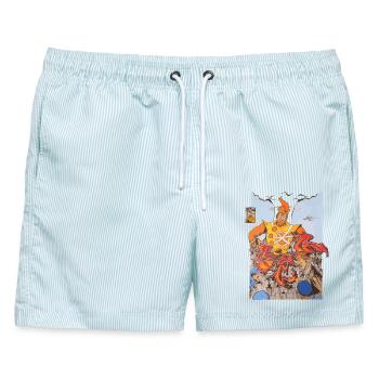 Feuer RedTwo - Männer Badeshorts - hellblau gestreift - Vorne - AI Model Male 178 light (178cm)
