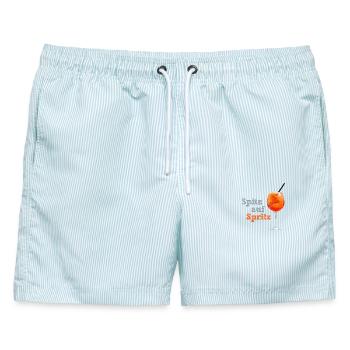 Mit Stil und Schelle in die Hitzewelle - Männer Badeshorts - hellblau gestreift - Vorne - AI Model Male 178 light (178cm)