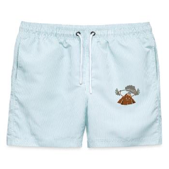 Bodybuilding Vulkan Geologie Vulkan Lava - Männer Badeshorts - hellblau gestreift - Vorne - AI Model Male 178 light (178cm)