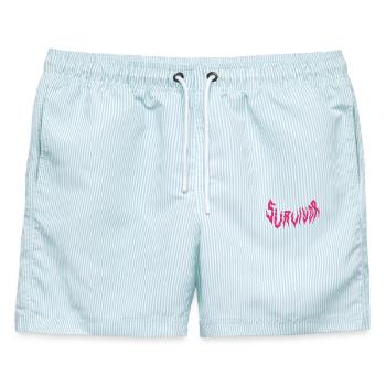 Survivor Typo Pink - Männer Badeshorts - hellblau gestreift - Vorne - AI Model Male 178 light (178cm)