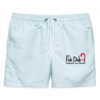 Mein Fick dich kommt von Herzen - Männer Badeshorts - hellblau gestreift - Vorne - AI Model Male 178 light (178cm)