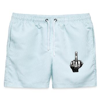 Flip the Bird - Männer Badeshorts - hellblau gestreift - Vorne - AI Model Male 178 light (178cm)