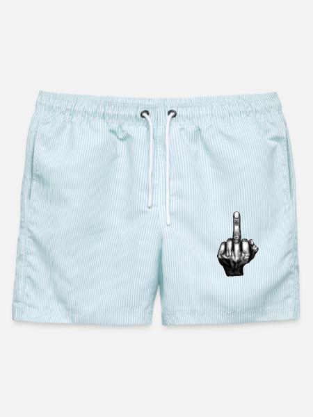 Flip the Bird - Männer Badeshorts - hellblau gestreift