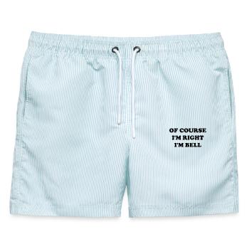 Natürlich habe ich recht, ich bin Bell - Männer Badeshorts - hellblau gestreift - Vorne - AI Model Male 178 light (178cm)