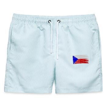 Tschechien Flag Flagge Painted gemalt - Männer Badeshorts - hellblau gestreift - Vorne - AI Model Male 178 light (178cm)